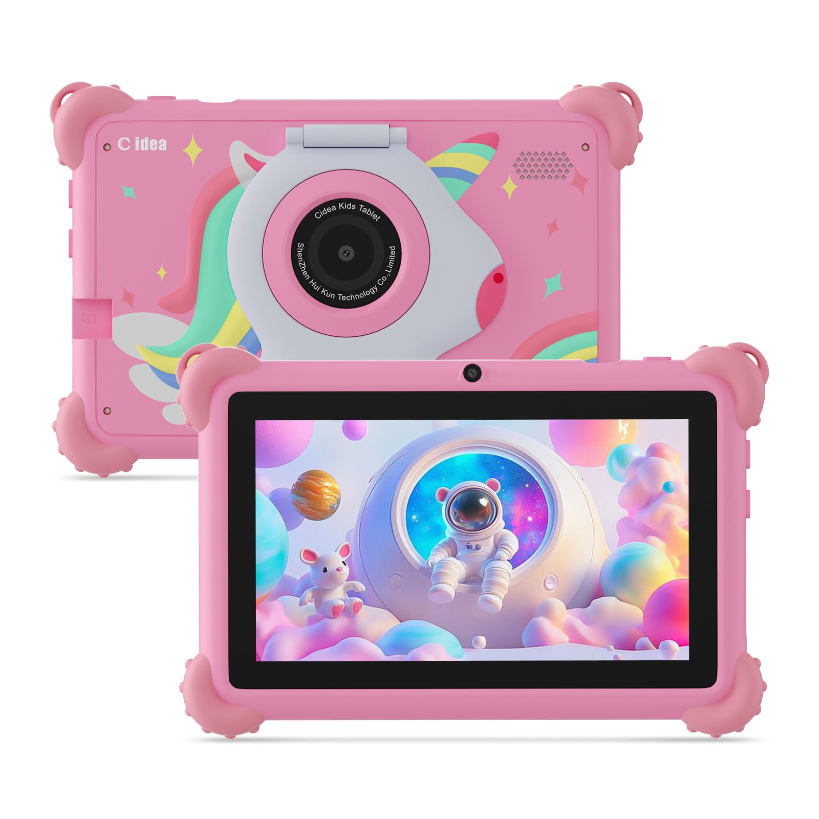 C idea Tablet da 7 Pollici per Bambini, Android 15, 6GB RAM + 32GB ROM, 1024x600, Batteria 2500mAh, WiFi e Bluetooth, App per Bambini Preinstallate (Rosa)