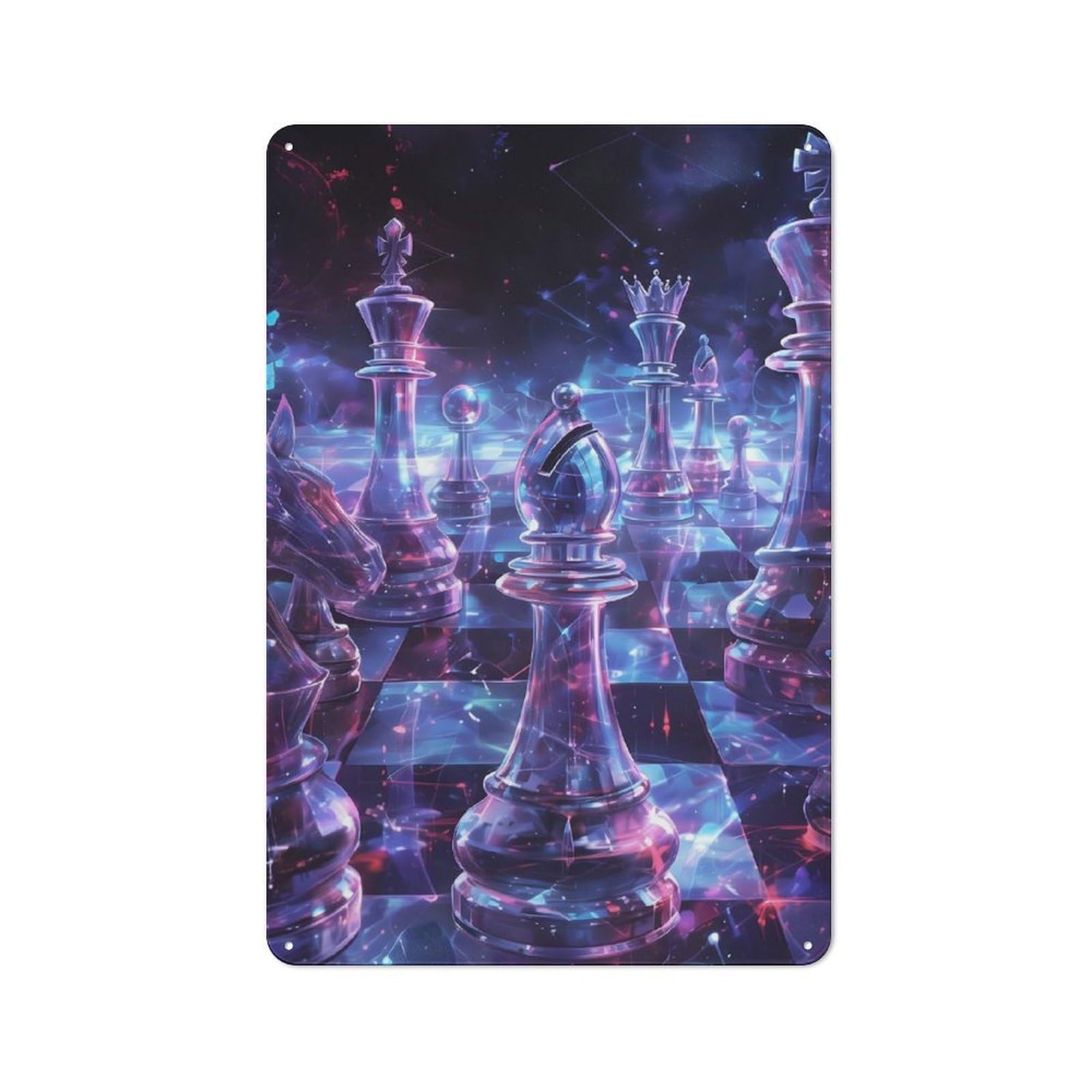 Junmoney Cosmic Chess 30X20cm Industrial-Style Tin Sign With For Hallway Wall, A Metal Wall Feature For A Newly Arranged Hallway