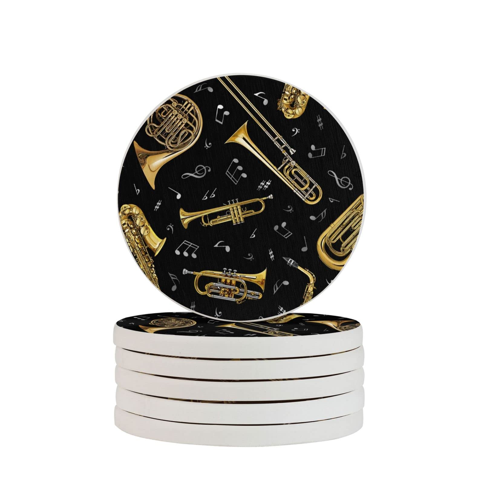 Dessous de verre rond diatomite musique au design raffiné pour une table élégante