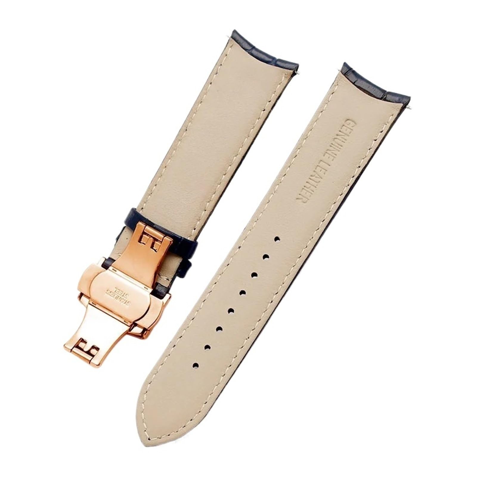 Genérico NASUNJIA Correa De Reloj De Cuero Genuino Con Extremo Curvo De 20 Mm, 21 Mm Y 22 Mm For Hombre.