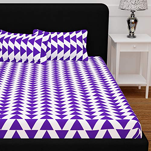Image of Story@Home Bedsheet for double bed | 120TC | Purple | Abstract | 1 Piece cotton bedsheets for double bed with 2 Pillow covers 250x225cm Perfect for Home Decor & Gifting | Cotton Bedsheets | Light-weight.
