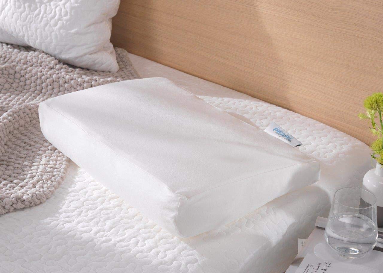 Theraline Pearlfusion poduszka ortopedyczna do spania i karku, szerokość standardowa 50 cm | wysokość 14 cm | w zestawie poszewka zewnętrzna wzór nr 20, biała