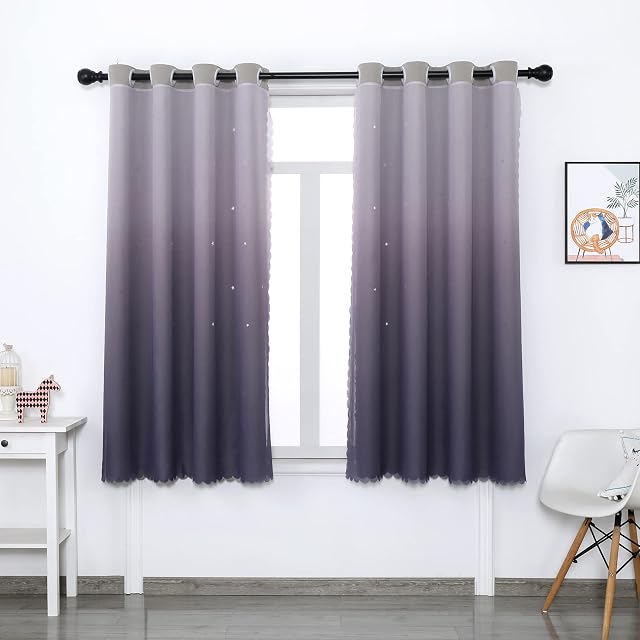 ACUY Short Blackout Curtains 120x120cm blackout curtains for bedroom pencil pleat Thermal Insulated Privacy Protect for Living Room Bedroom Nursery