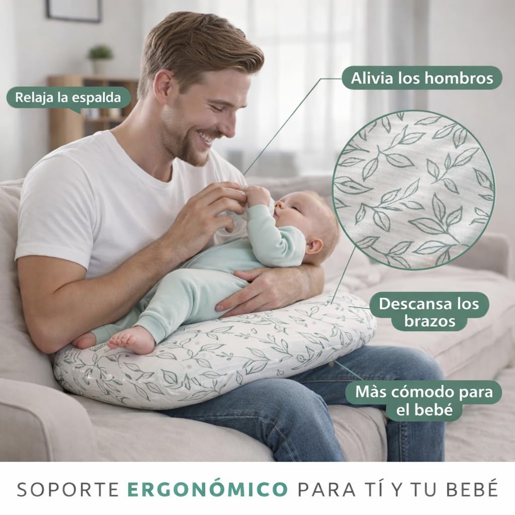 Cuscino allattamento con 2 mussoline - Cuscino allattamento OEKO TEX - Cuscino allattamento fodera rimovibile lavabile - Cuscino allattamento - Cuscino allattamento gravidanza Pregnancy Pillow Cuscino
