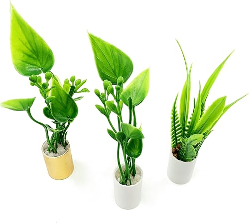 Miniatura 1 de 3 piezas de plantas en maceta en miniatura, árboles artificiales 1:12, mini casa de muñecas, escena vegetal, modelo bonsái, decoración de paisaje