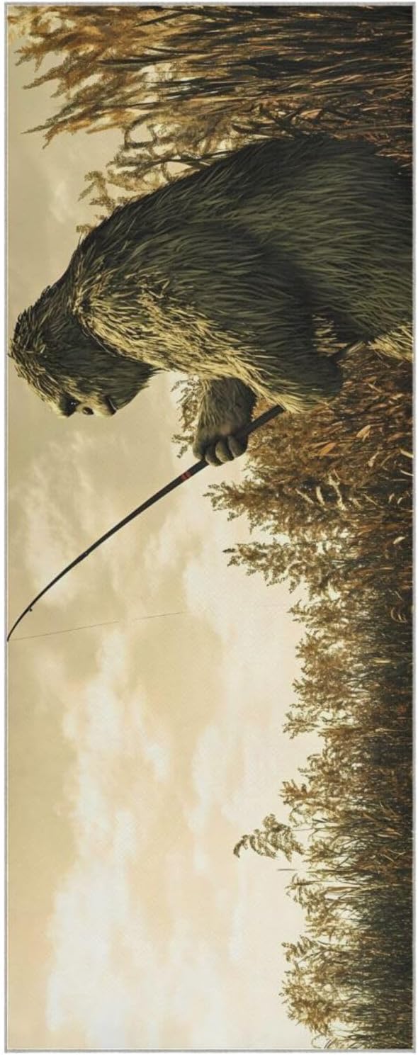 Hot Yoga Towel Sasquatch Fishing – Stylish, Non-Slip, Grip Dots, Super Absorbent, 27" x 73" - Yoga Mat Towels for Exercise, Fitness