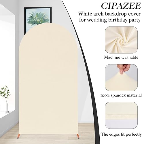 Miniatura 2 de Cubierta de telón de fondo de arco beige  Cubierta de arco de boda beige de elastano para decoración de boda fiesta de cumpleaños (beige, 7.2 x 4