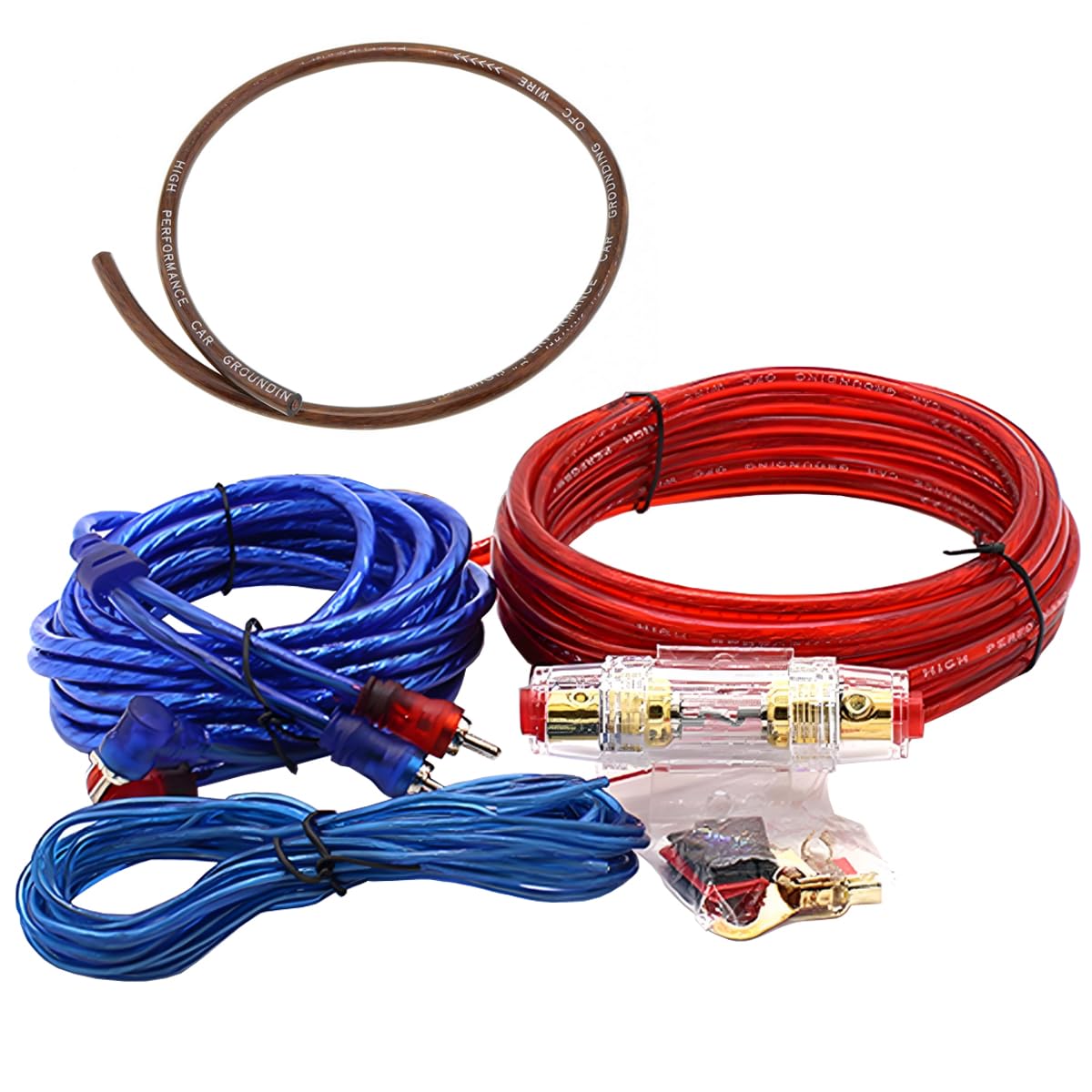 8GA Kit Cavi Amplificatore per Auto 8AWG Set di Cavo per Amplificatori 1800W Cablaggio Completo Ampli Installazione Audio Subwoofer Stereo Connettore Alimentazione RCA
