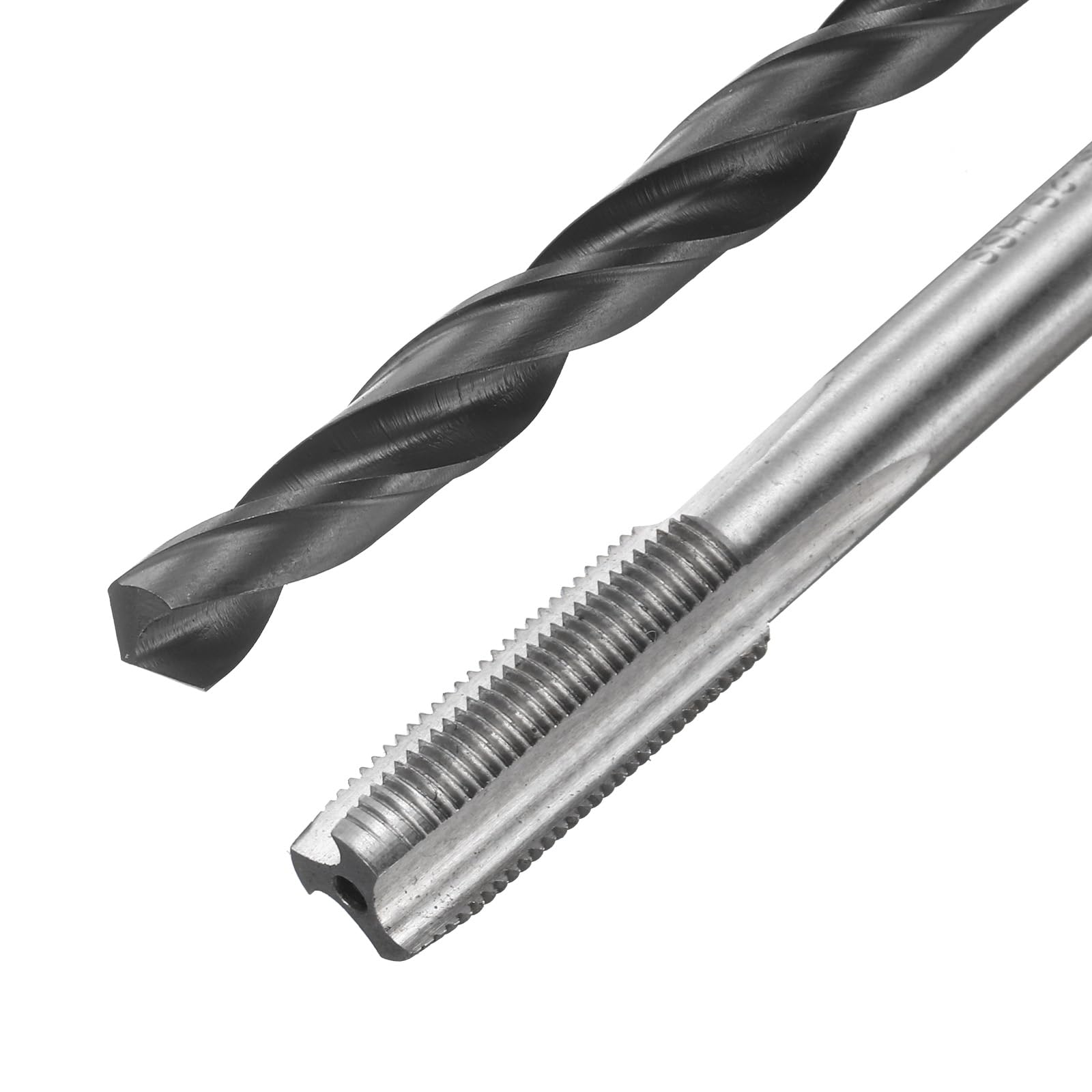 Set di maschi e punte da trapano, 2 maschi per filettatura a scanalatura dritta da 5/16-36 UNS e 2 punte elicoidali da 7,3 mm, kit di utensili per filettatura HSS-6542 in ossido nero/non rivestito