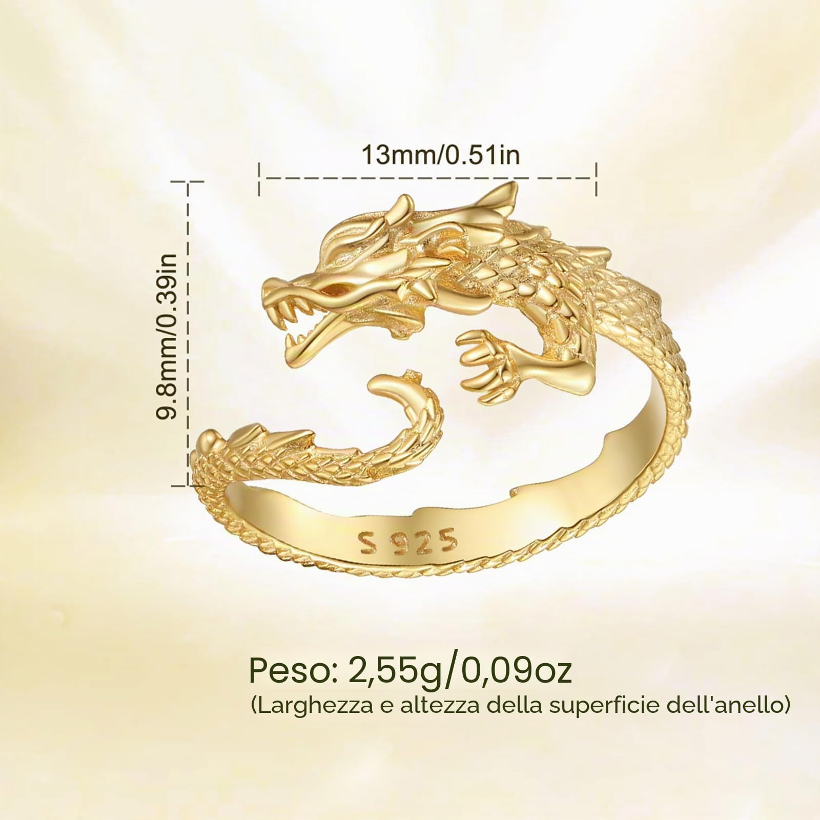 INFUSEU Anello A Misura Aperta, Regolabile In Argento 925 Modello 7-8 Serpente A Due Teste/gelada/abbraccio/volverino/orangutan/drago/pentagramma Anello Regalo per Lei