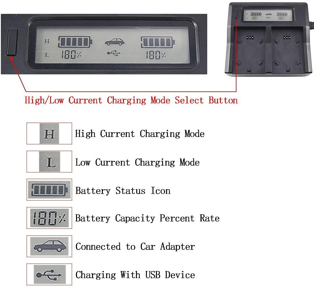 DSTE BP-U60 Batería + LCD Cargador Compatible para Sony PMW-150P,PMW-160,PMW-200,PMW-EX1,PMW-EX1R,PMW-EX3,PMW-EX3R,PMW-EX160,PMW-EX260,PMW-F3K,PMW-F3L,PXW-X180
