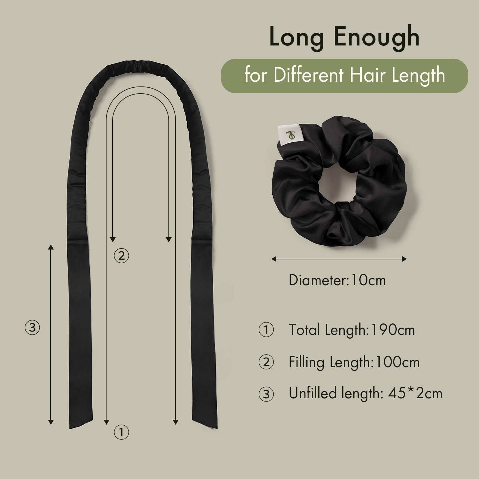 LILYSILK Women 100% Silk Heatless Hair Curler 3pc Set Silk Filled Hair Roller Rods with Adjustable Bowknot Tie Frizz-free Overnight(Black) - Image 3