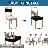 Vista 5 de Smiry Waterproof Seat Covers for Dining Room Chairs Set of 4, Stretch Jacquard Removable Washable Chair Seat Slipcovers Protector, No Rear Covers