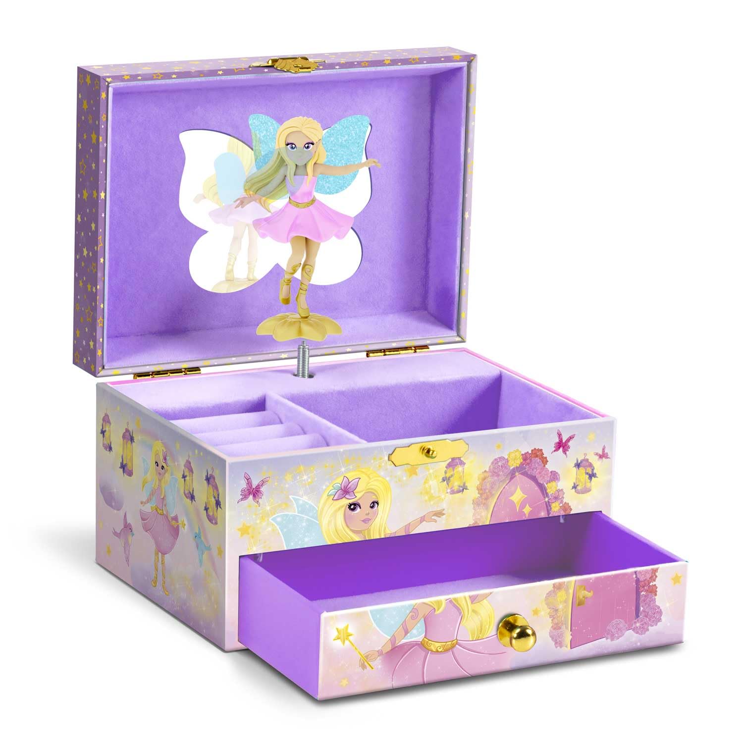 CRAZE MUSIC BOX Fairy | Music box with melody, jewellery box for girls with rotating fairy, mirror and drawer