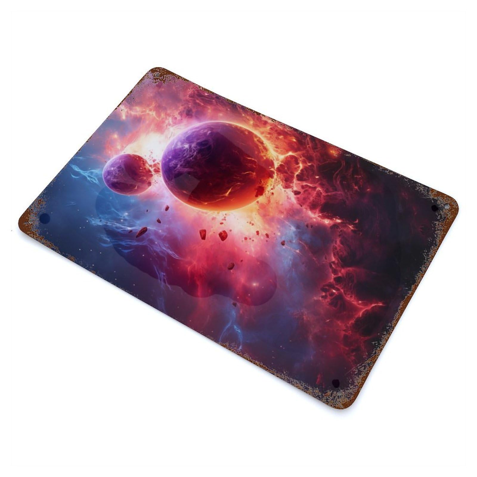 Planetary Explosion Decorative Tin Sign 11.8"x7.9", Farmhouse Wall Decor for Living Room, Hallway And Home Decor