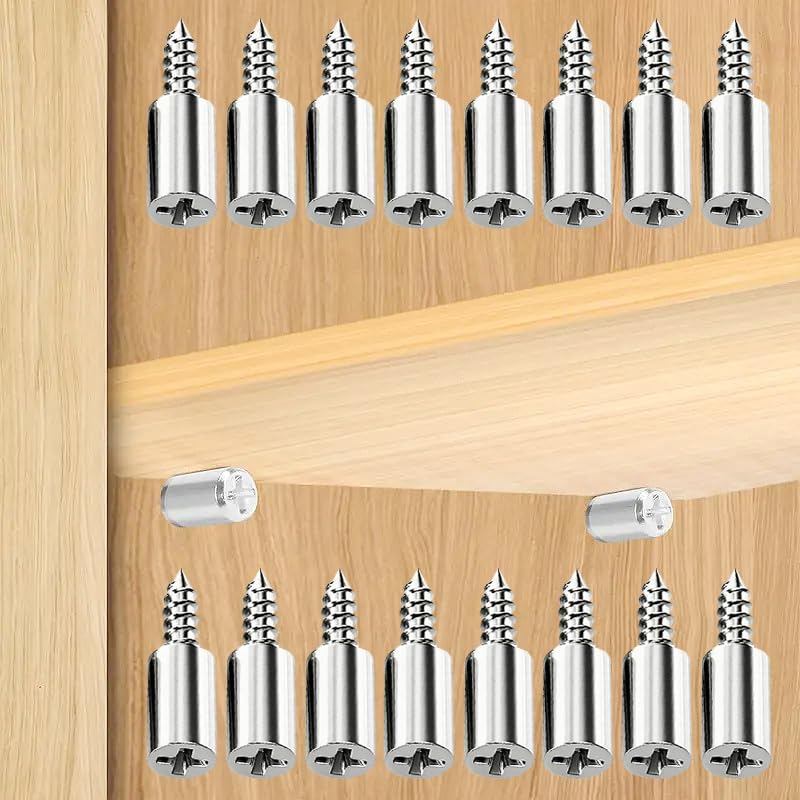 16PCS Self-Tapping Screws-Metal Shelf Support Pins with Anti-Slip Sleeves,Patio Deals,Bathroom-Office-Desk-Accessories, 16PCS