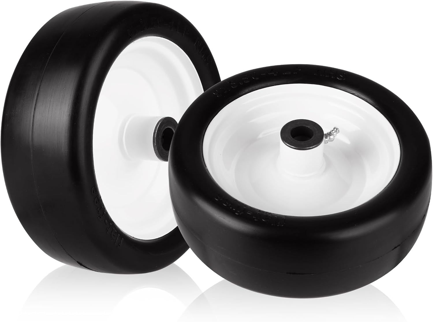 9x3.50-4" Flat Free Lawn mower Tire and Wheel Smooth Tire with Rim for for John Deere 38 in- 54 in Decks, Replaces 103-1224, 103-2171, 103-4689, 1-513648 | 4" Centered Hub | BORE 3/4" 2PCS 9x3.50-4"(white)