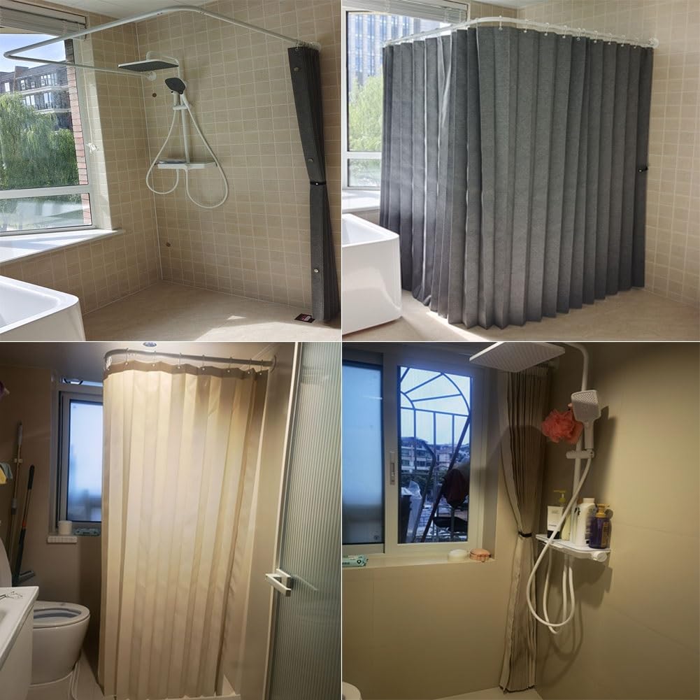 Rideau de douche pliable - Panneau de salle de bain étanche avec tringle en forme de U - Paravent peu encombrant - Pour la famille et l'hôtel - 360 x 200 cm (120 cm)