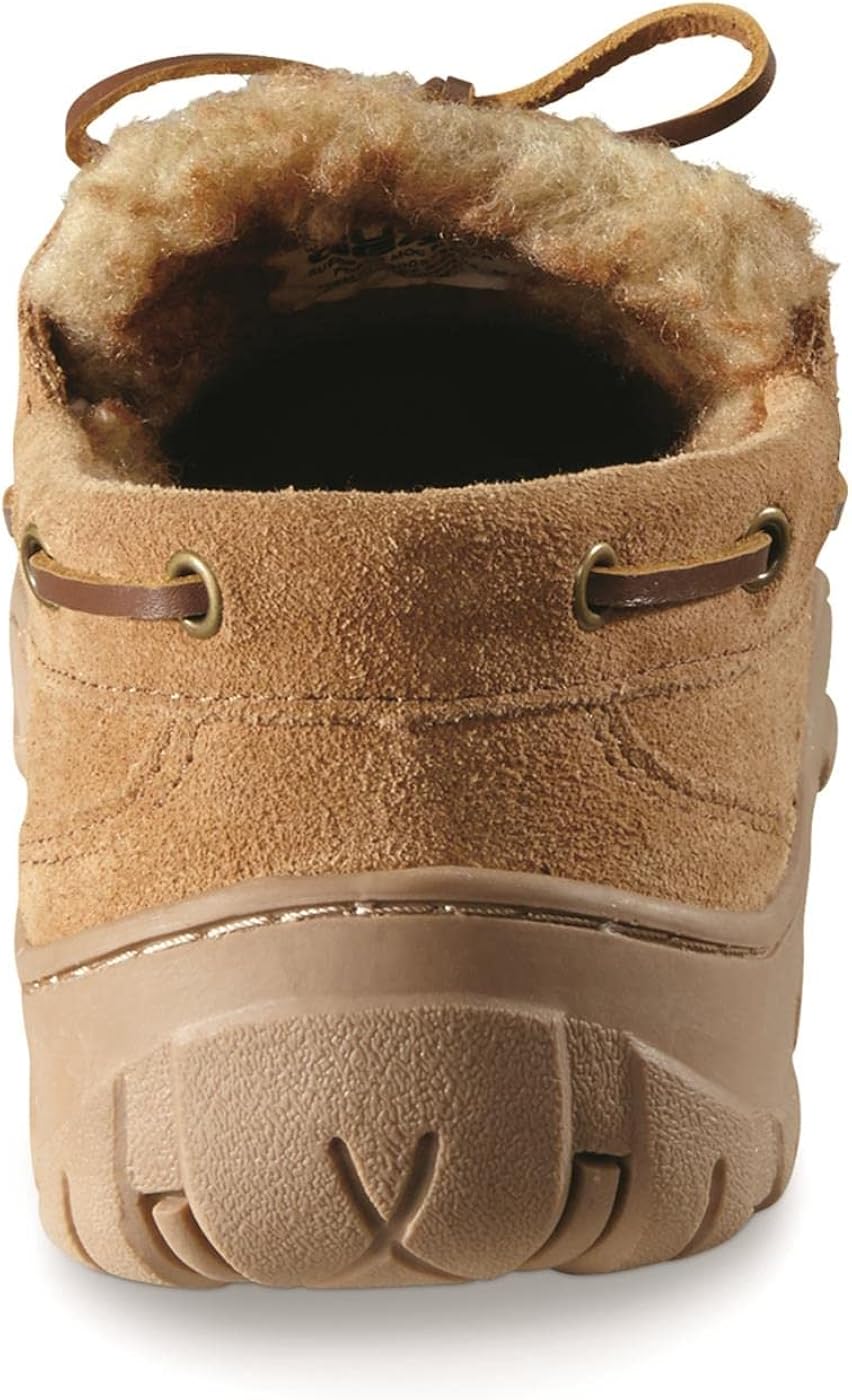 Guide Gear Suede Leather Moccasins for Men, Bedroom House Slippers, Indoor and Outdoor Shoes 8 Cinnamon