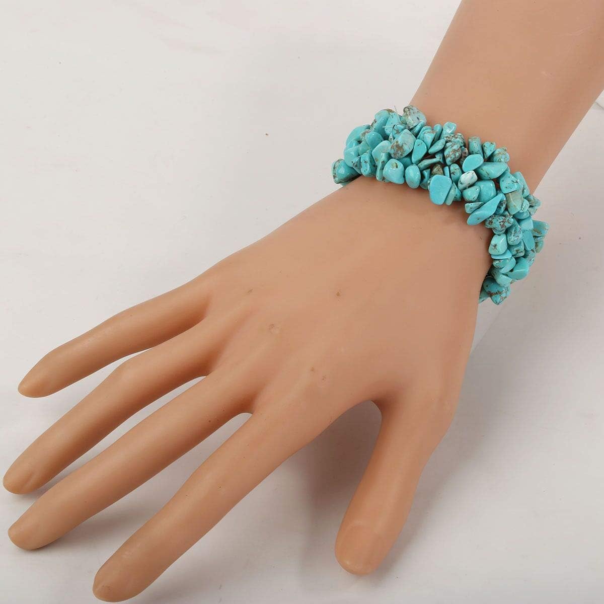 YACQ Gemstone Beaded Stretch Bracelet Fit Various Wrist Sizes, 5 Layers Birthstone Chakra bracelet for Women