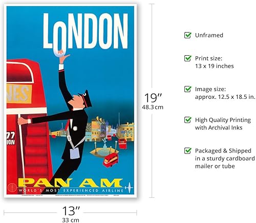 Miniatura 10 de Londres, Inglaterra - Autobuses de dos pisos, Bovril y Schweppe - Pan American World Airways - Póster vintage de viaje de aerolínea por Aaron Fine