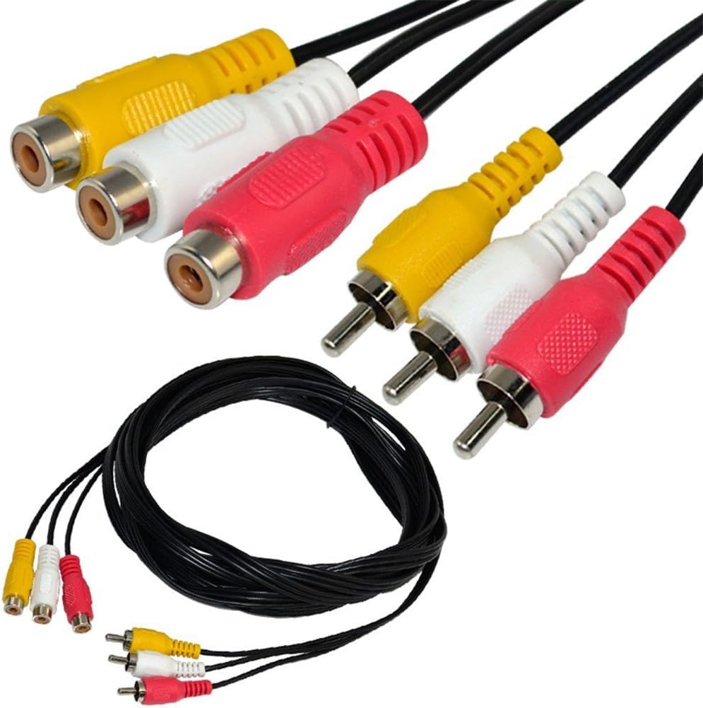 MagicW 5ft 3 RCA Male to 3 RCA Female Audio Video Extension Cable 3RCA Male to Female Audio Composite Extension Video Cable DVD AV TV UK
