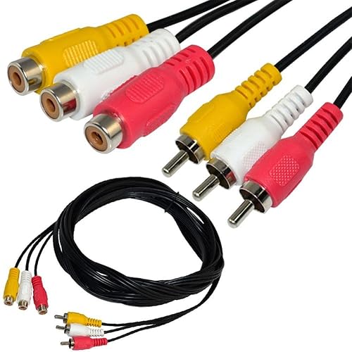 MagicW 5 pies 3 RCA macho a 3 RCA hembra Audio Video Cable de extensión 3RCA macho a hembra Audio Compuesto Cable de vídeo DVD AV TV Reino Unido