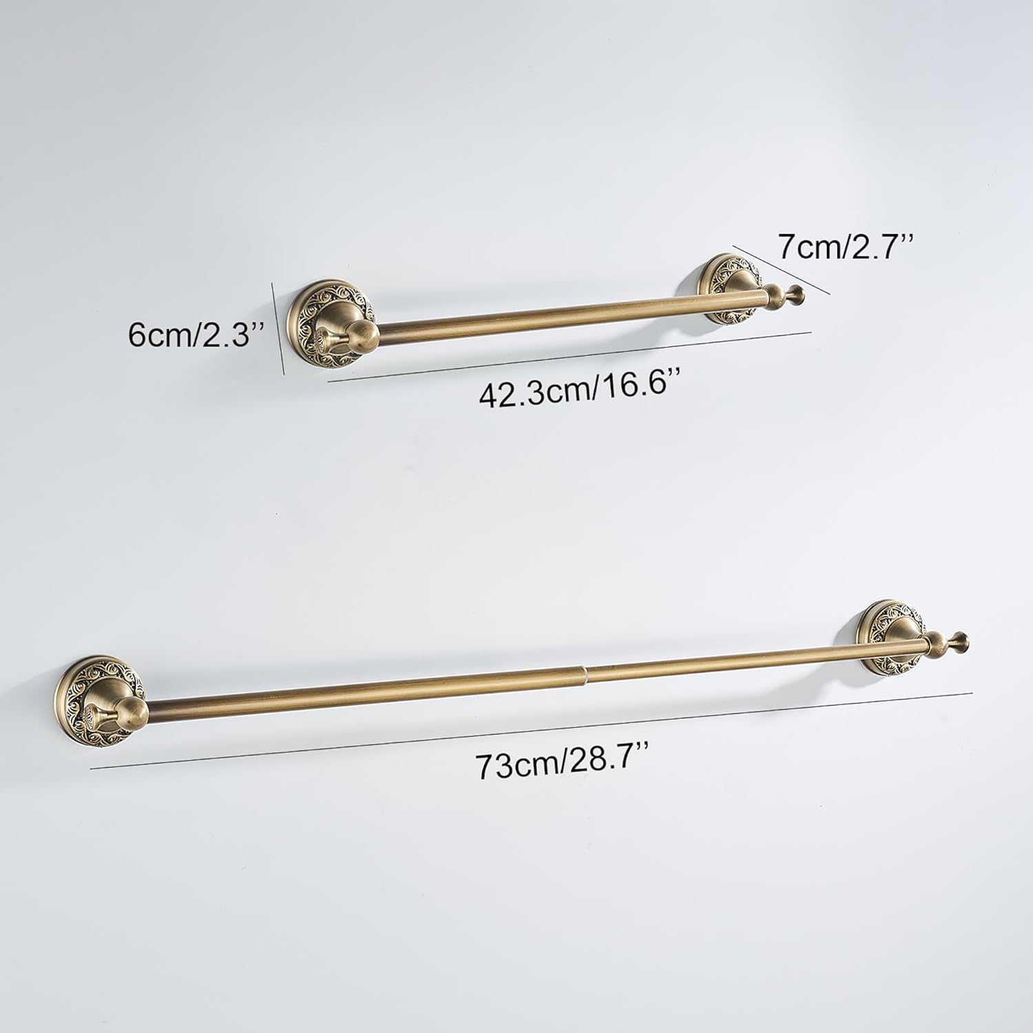 Antique Bronze Brass Towel Bar,Adjustable 15.5 to 27.5 Inch Bath Towel Bar Rack for Bathroom Towel Holder, Wall Mounted Bathroom Hardware Accessories,Pattern Carving Design