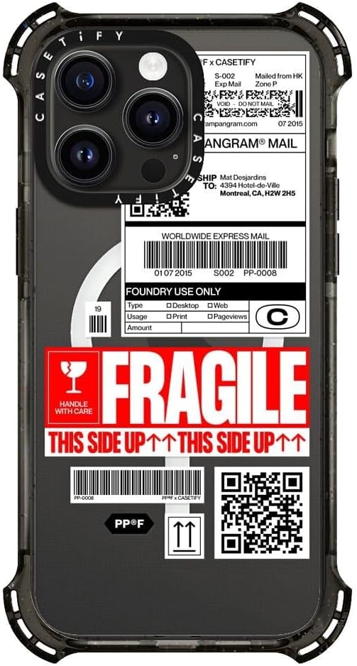 CASETiFY Bounce iPhone 15 Pro Max Case [6X Military Grade Drop Tested / 21.3ft Drop Protection/Compatible with Magsafe] - Stickers Prints - PP-0008 - Clear Black - Image 4