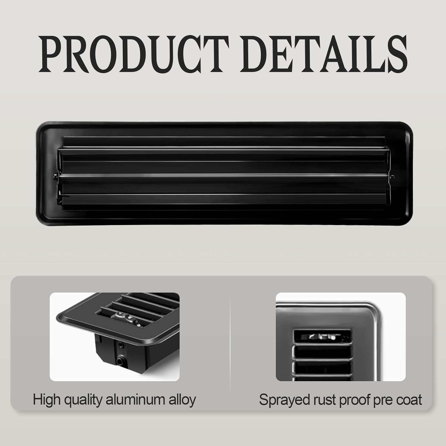 2x12 Floor Vents Heavy Duty Floor Registers, Floor Air Vent Covers 2 X 12 for Home Floor Wall Ceiling, Rust Proof Finish Registers Grilles & Vents (2, Black, 2x12 Inches)