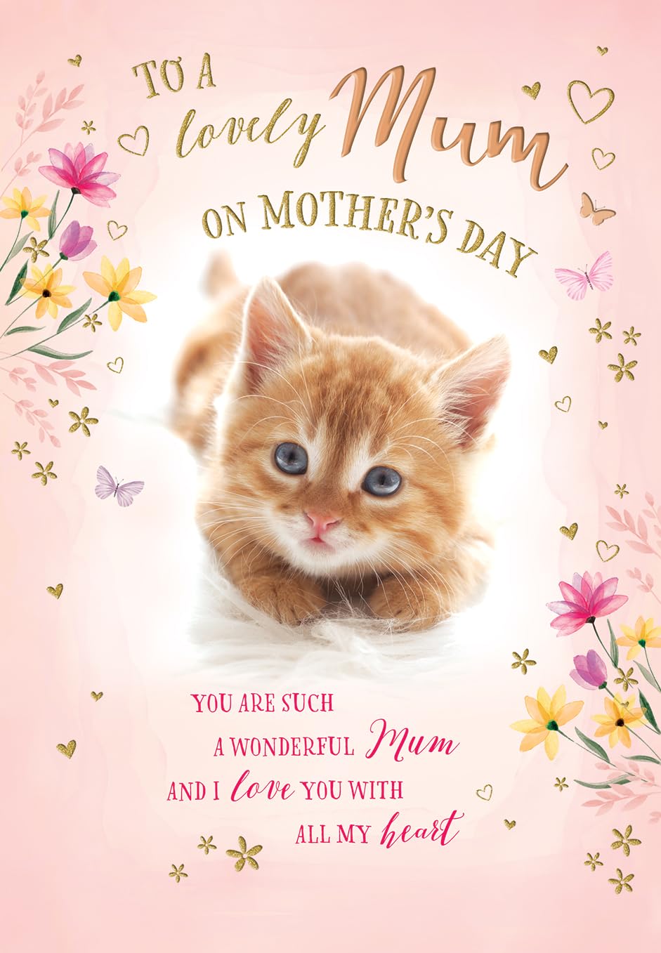 Piccadilly Greetings Mother's Day Card, To a Lovely Mum Kitty Cat - 9 x 6 inches