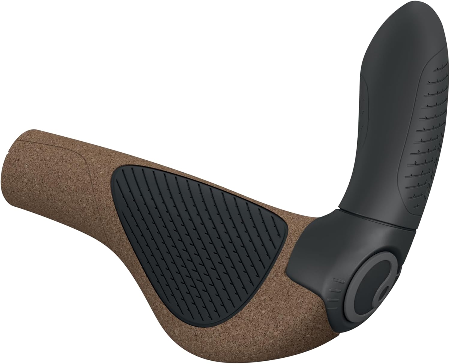 Ergon GP4 Evo BioKork Ergonomic Bike Handlebar Grips with Organic Cork, Four-Finger Rubberized End, Adjustable Bar End for Comfort, Stability & Reduced Hand Fatigue, Small Size, Brown/Black