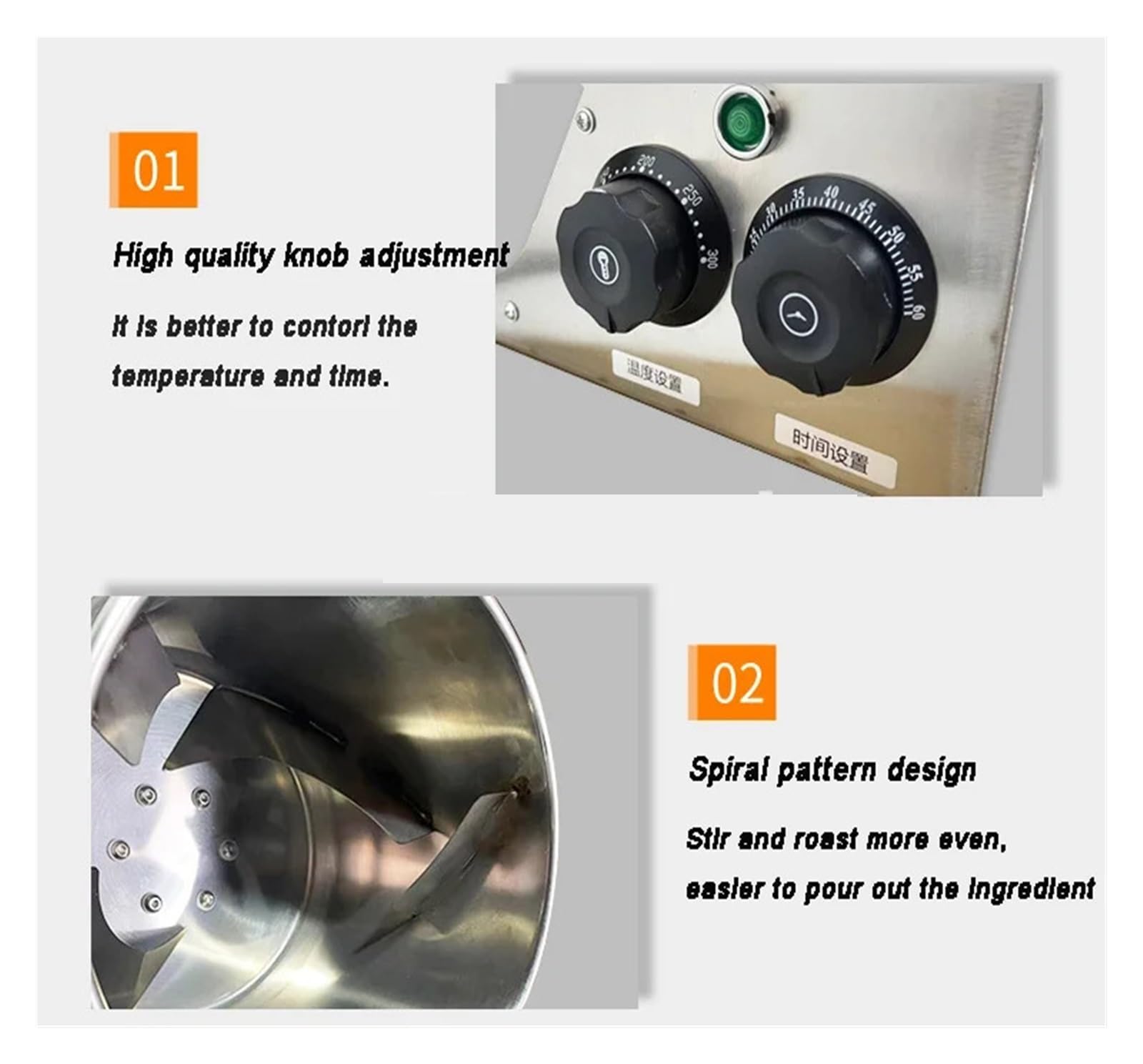 Elektrischer Nussröster aus Edelstahl, 1500 W, Kastanien, Kaffeebohnen, Erdnüsse, Molensamen, Braten, Obst, Walnussröster Haltbarkeit, Effizienz