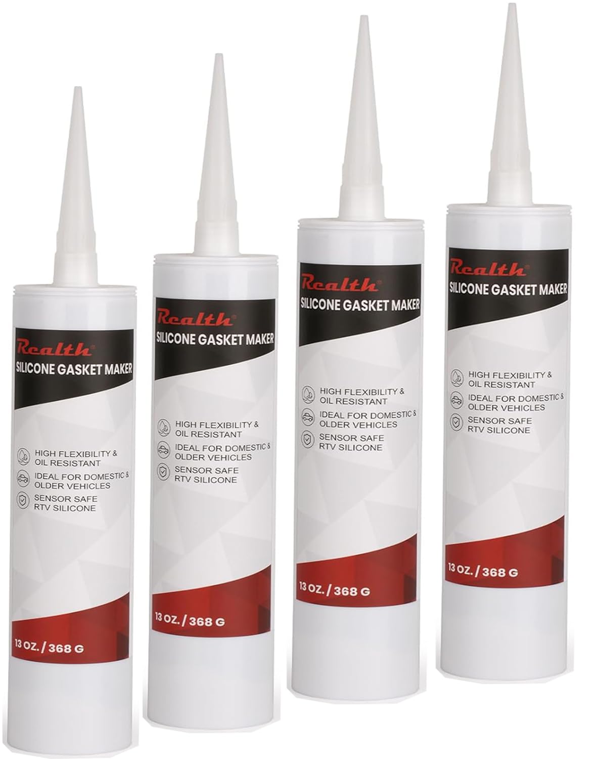 Realth Junta de Silicona para Motor 368g Negra, 4 Pcs | Alta Temperatura, Resistencia al Aceite, Sellador de Silicona Multipropósito para Puertas de Automóviles Parabrisas Motores