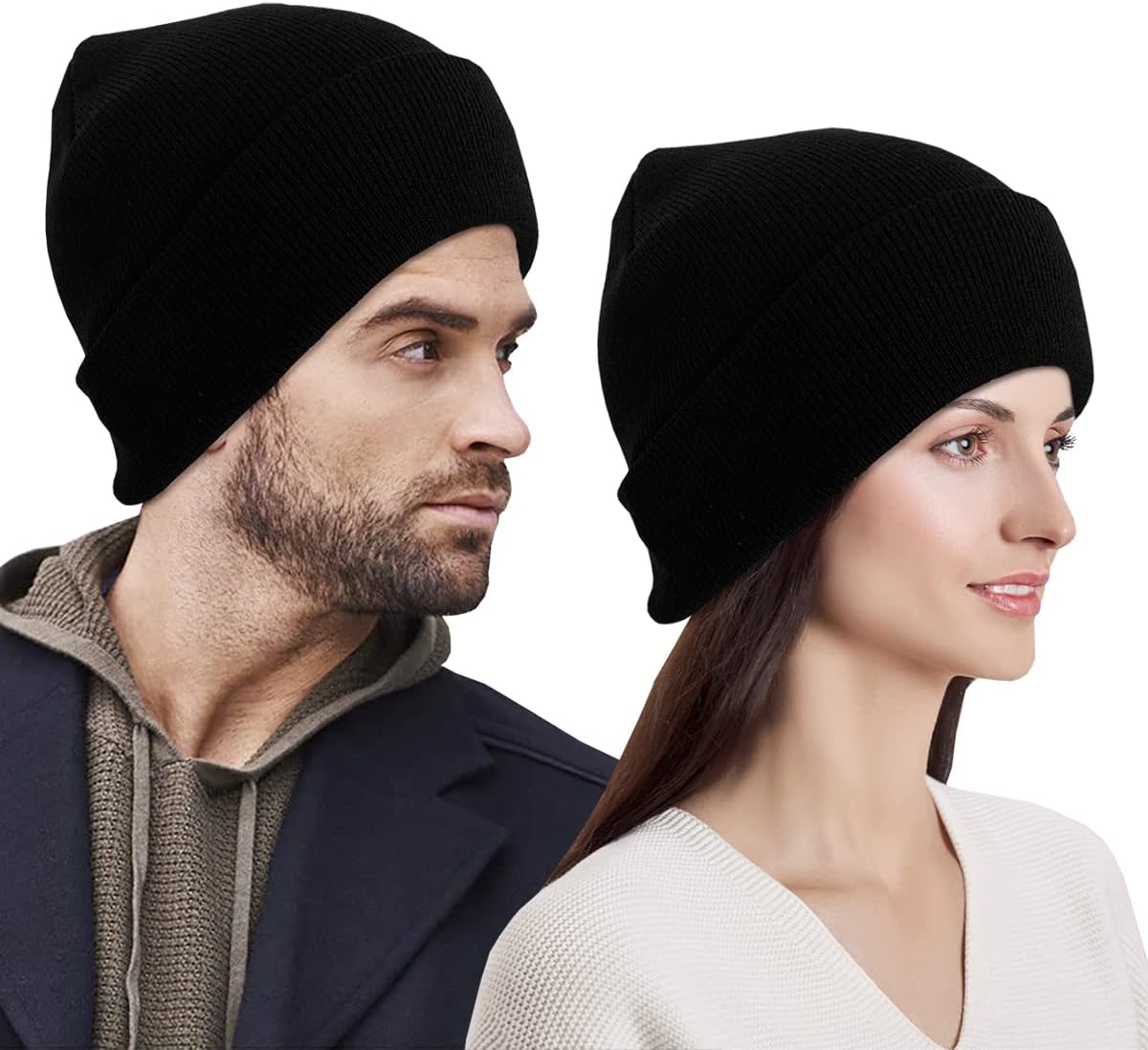 LCZTN 4 Pack Winter Ski Beanie Hat for Men&Women,Warm Fisherman Cuffed Knit Cap Unisex - Image 3