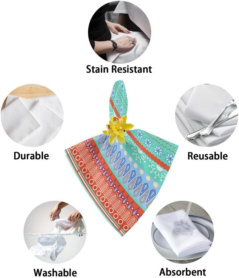 Bohemian Ethnic Cloth Napkins Set Festive Banquet Wedding Decor Tea Towel Kitchen Dinner Table(6pcs)