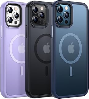 Anqrp Capa projetada para iPhone 12/12 Pro, [compatível com Magsafe] Capa de telefone fina antiarranhões à prova de choque para iPhone 12/12 Pro de 6,1 polegadas, azul