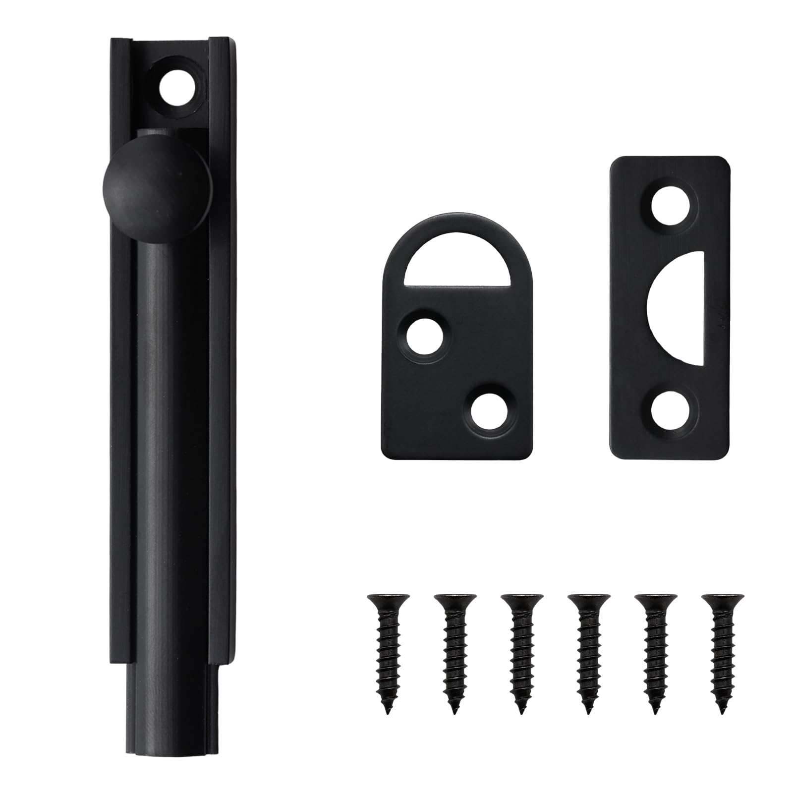 Adyoney 3 Inch Brushed Black Solid Brass Surface Bolt, Elegant and Durable Brass Slide Bolt Latch, Cabinet Surface Bolts with Screws, Secure and