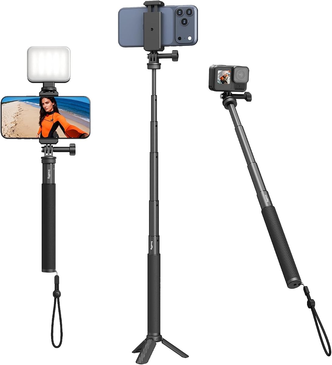 Palo selfie invisible para cámara y teléfono 360, poste extensible de 37,4 pulgadas