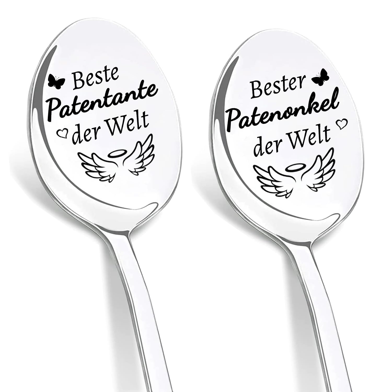 DIKARIYA Kaffeelöffel Geschenk, 2er Löffel mit Gravur, Kaffeelöffel aus Edelstahl, Teelöffel Geschenke für Geburtstage, Jubiläen, Valentinstag, Vatertag, Muttertag