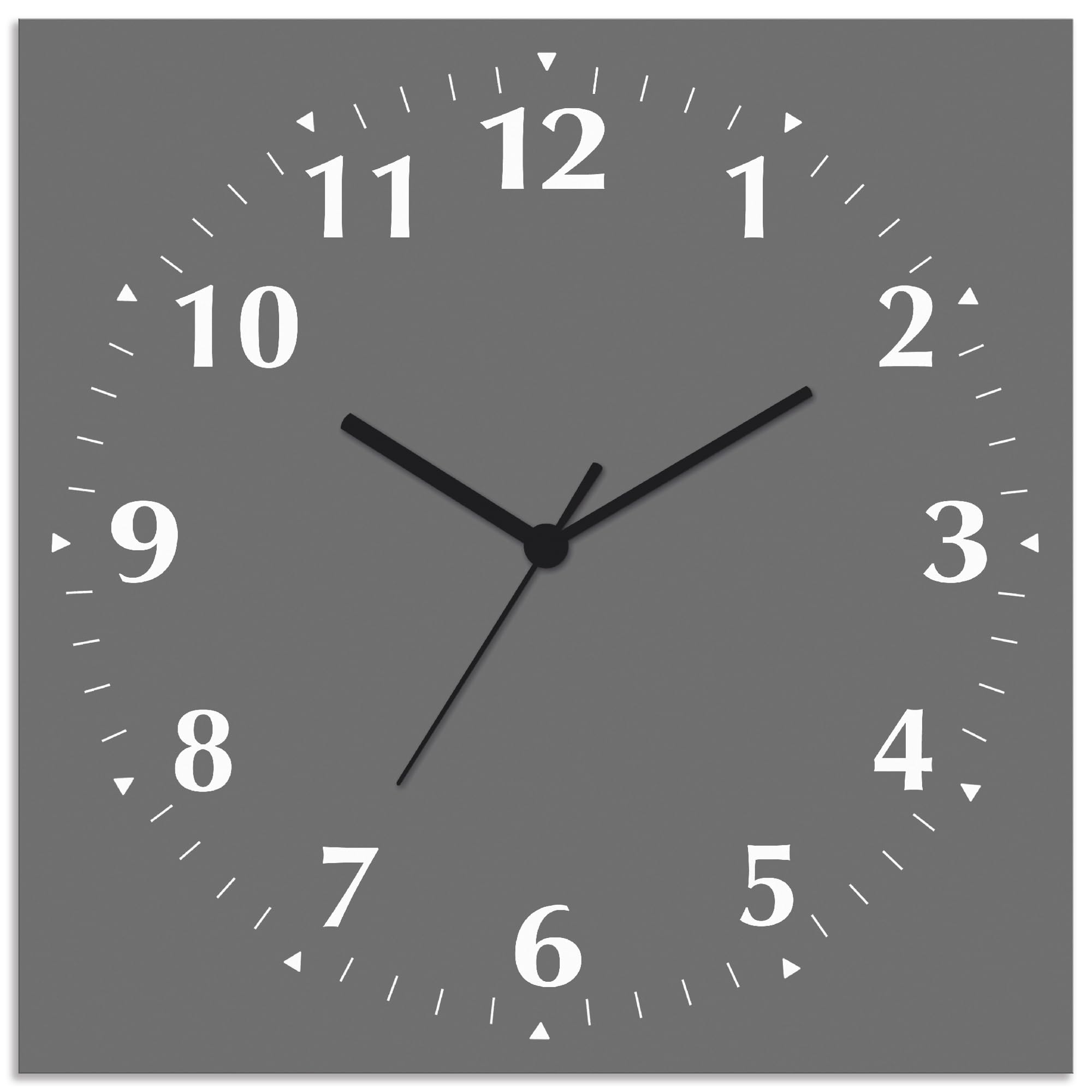ARTLAND Wanddeko Wanduhr ohne Tickgeräusche Alu Funkuhr 30x30 cm Quadratisch Lautlos 12 Ziffern Farbig Schlichtes Design Grau S7KC