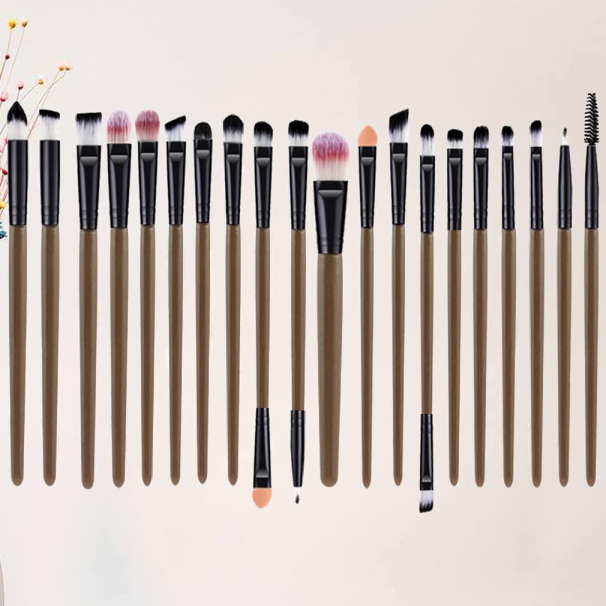 FRCOLOR 60pezzi Pennelli Per Trucco Occhi Con Manico Plastica Kit Portatile Per Ombretto e Eyeliner Per Uso Quotidiano e Principianti e Nero