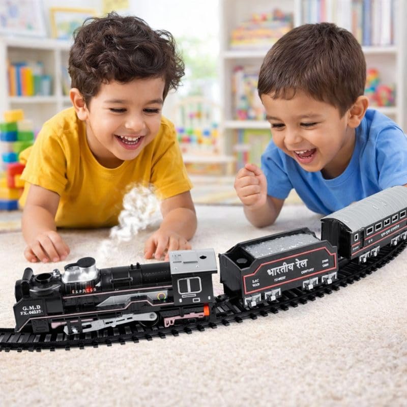 Image of Braintastic Smoke Train Toy Set with Sound and Music (Rail Gaadi 21 pcs)