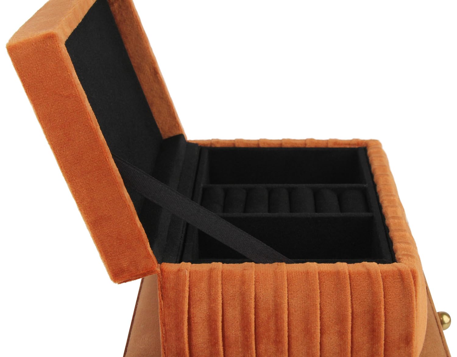HofferRuffer Dekorative Samt-Boxen, Schmuckkästchen, Aufbewahrungsboxen, Zubehör-Organizer-Boxen mit elegantem Griff-Dekor, klassisches Samt-Set, 2 Stück (braun)