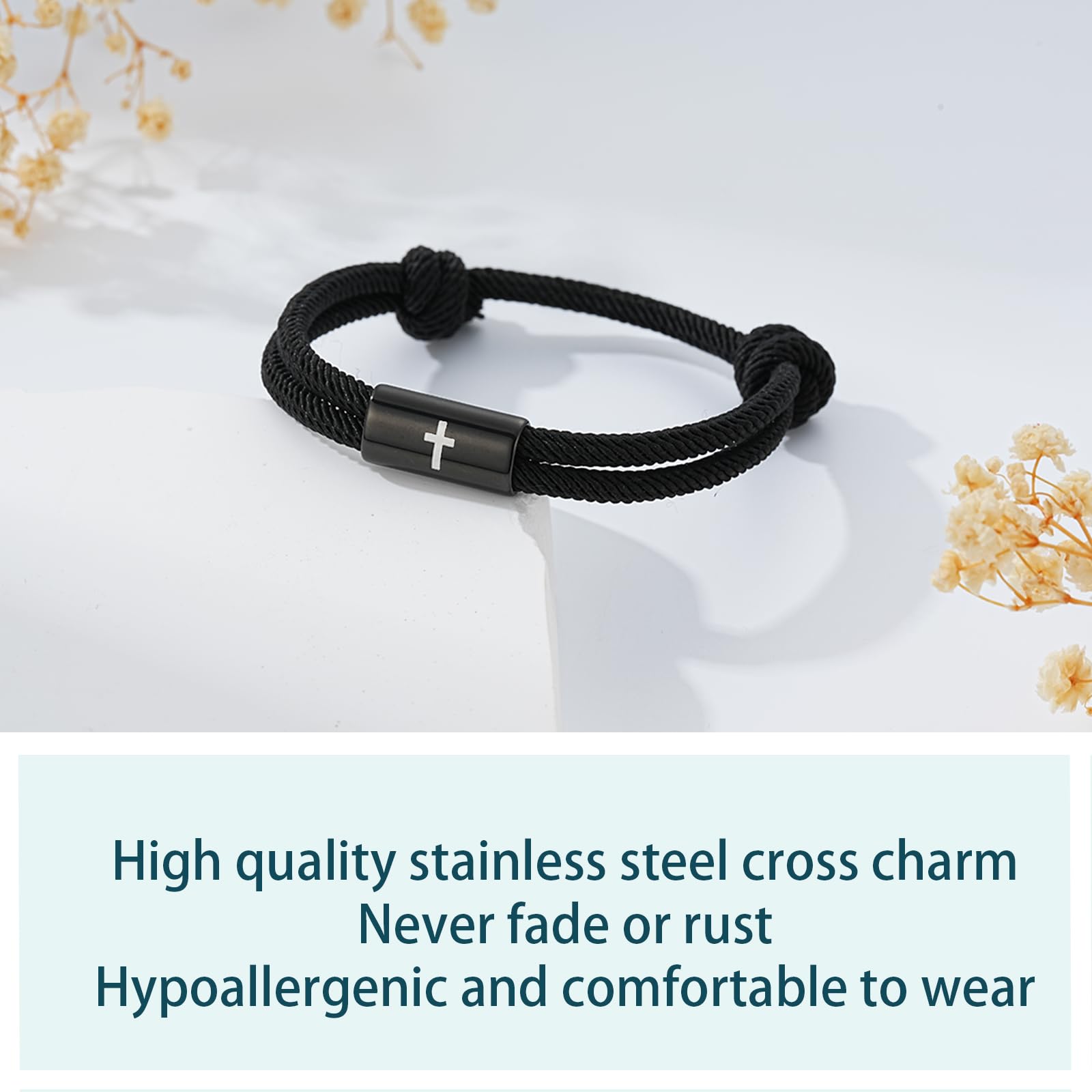 Lydow Confirmation First Communion Baptism Gifts for Boys, Cross Bracelet for Son GrandSon Nephew Brother Christian Religious Jewelry Gifts - 4