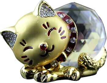 Amazon.co.jp: 招き猫 水晶 風水 クリスタル 猫 ミニチュア オブジェ