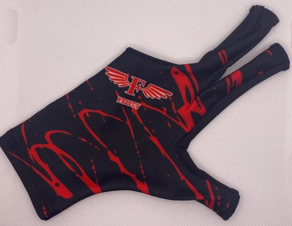 Feisty Billiards - Red & Black Splatter - Men's Billiards Glove - Sublimation (X-Large, Left)