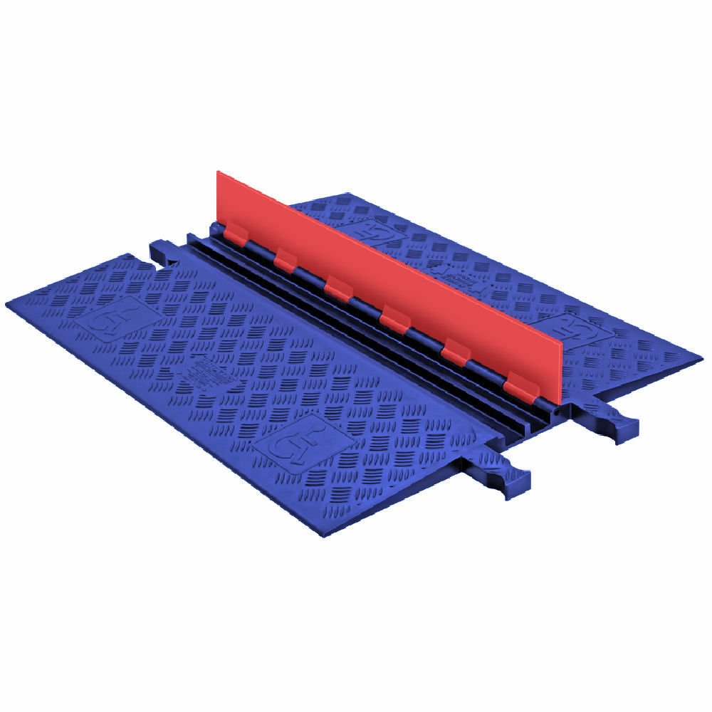 Checkers 2 Channel Low Profile Drive Over Cable Protector with Built in ADA Compliant Ramp, Heavy Duty Loads up to 46,000 Pounds, Polyurethane