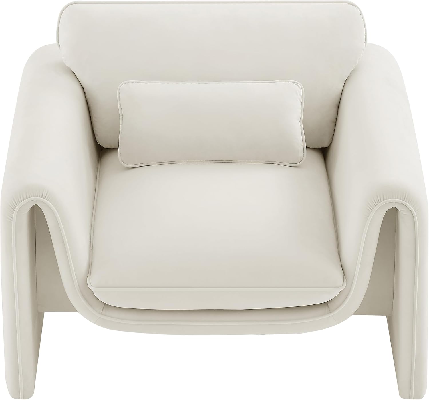 Meridian Furniture 199Cream-C Sloan Collection Modern | Contemporary Velvet Upholstered Chair with Soft Cream Velvet Fabric, Curved Arms, 42" W x 38" D x 31" H, Cream