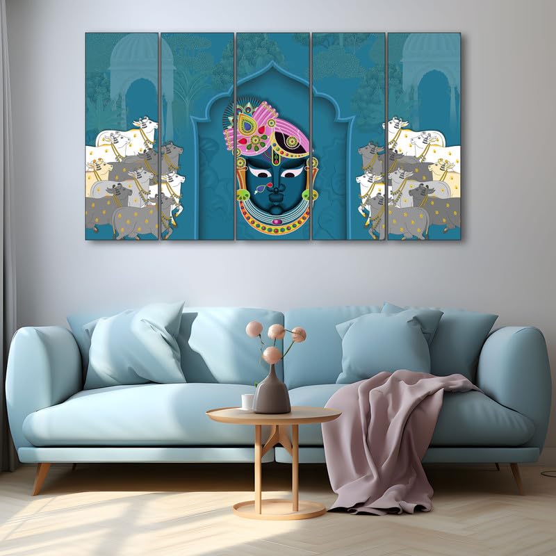 Image of The Castle Decor Pichwai art painting with frame Big Size 36x60 Wall art for living room,Bedroom,Drawing room,Hotels-Wooden Framed-713
